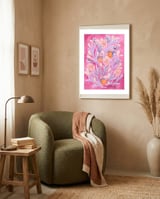 Wild Orange Floral | Pink & Purple framed in a tender room thumbnail