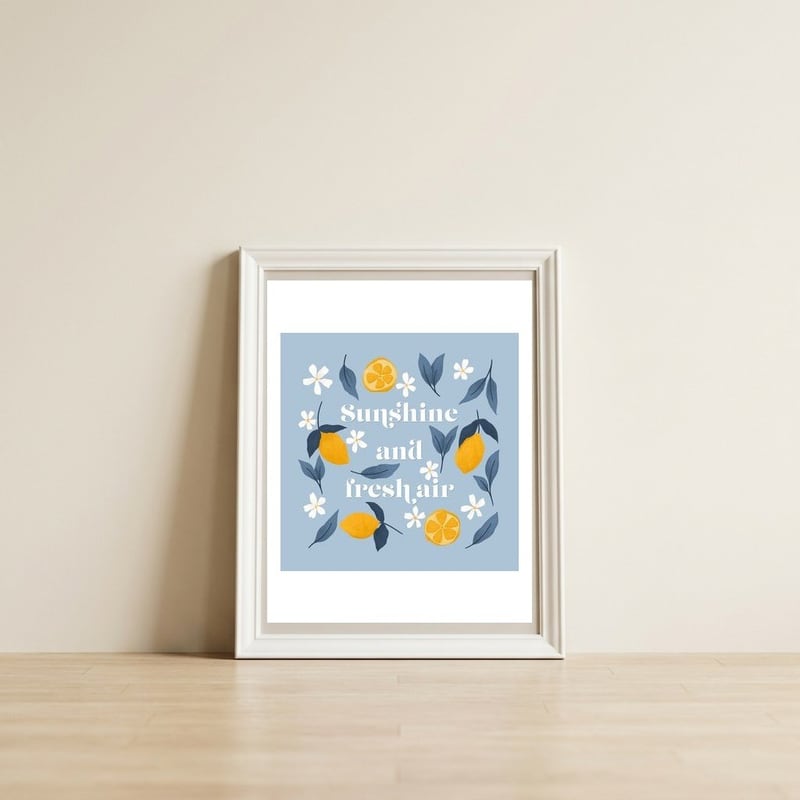 Sunshine and Fresh Air — framed, leaning against the wall
