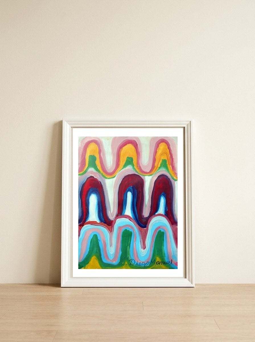 Ondas 9 — framed, leaning against the wall