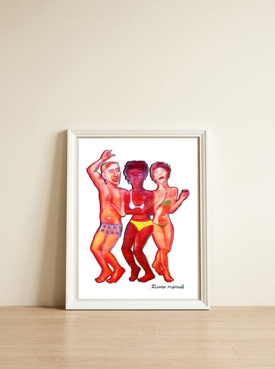 Beach Party 3d 2 — framed, leaning against the wall