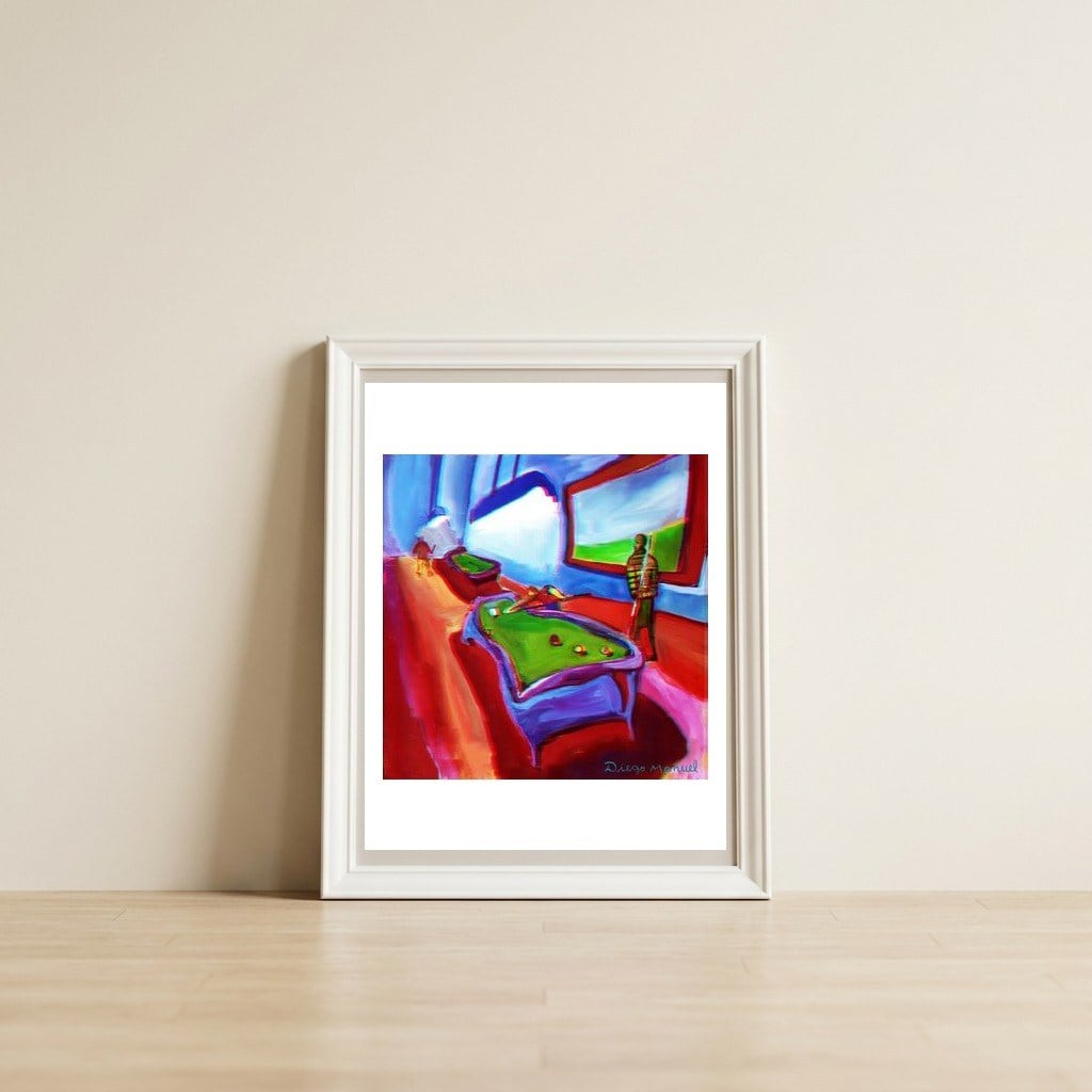 Noche De Pool 3 4 — framed, leaning against the wall