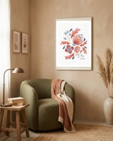 Protea Floral | Coral framed in a tender room thumbnail
