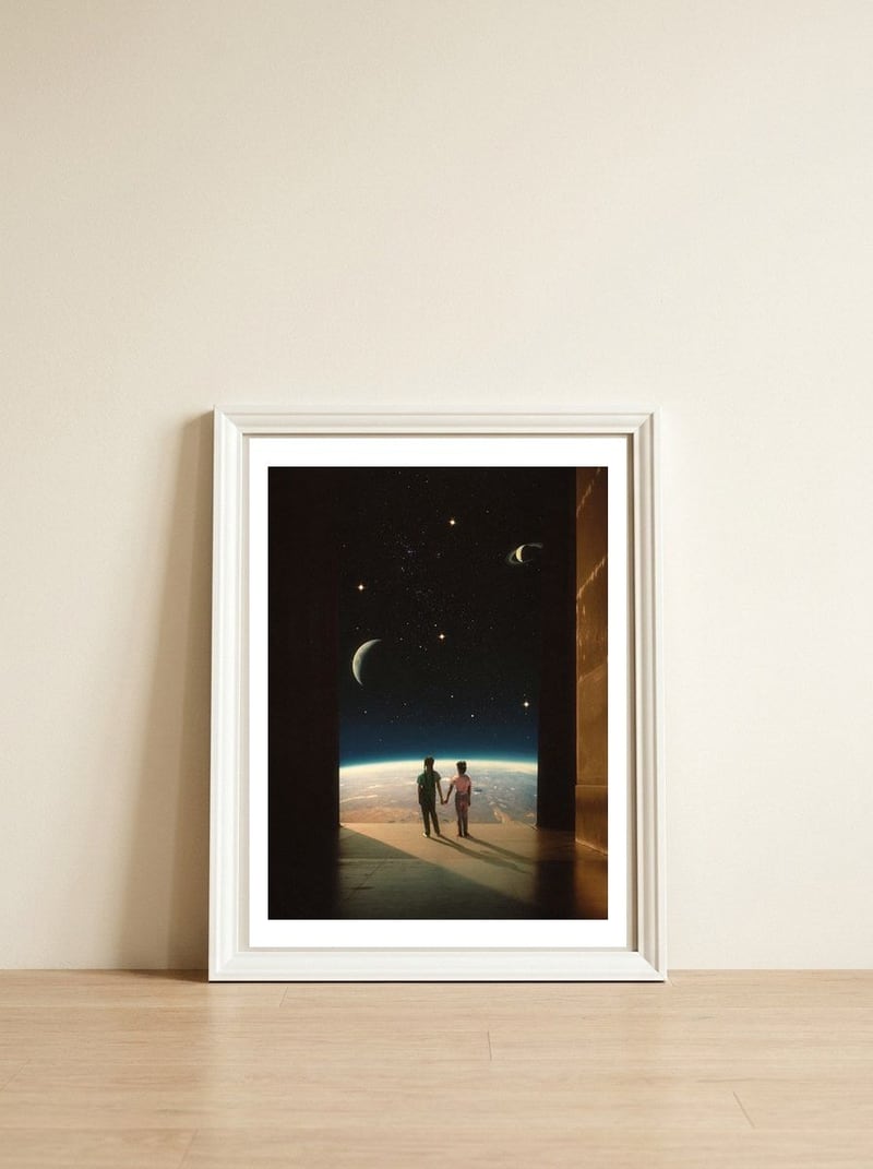 Sisters — framed, leaning against the wall