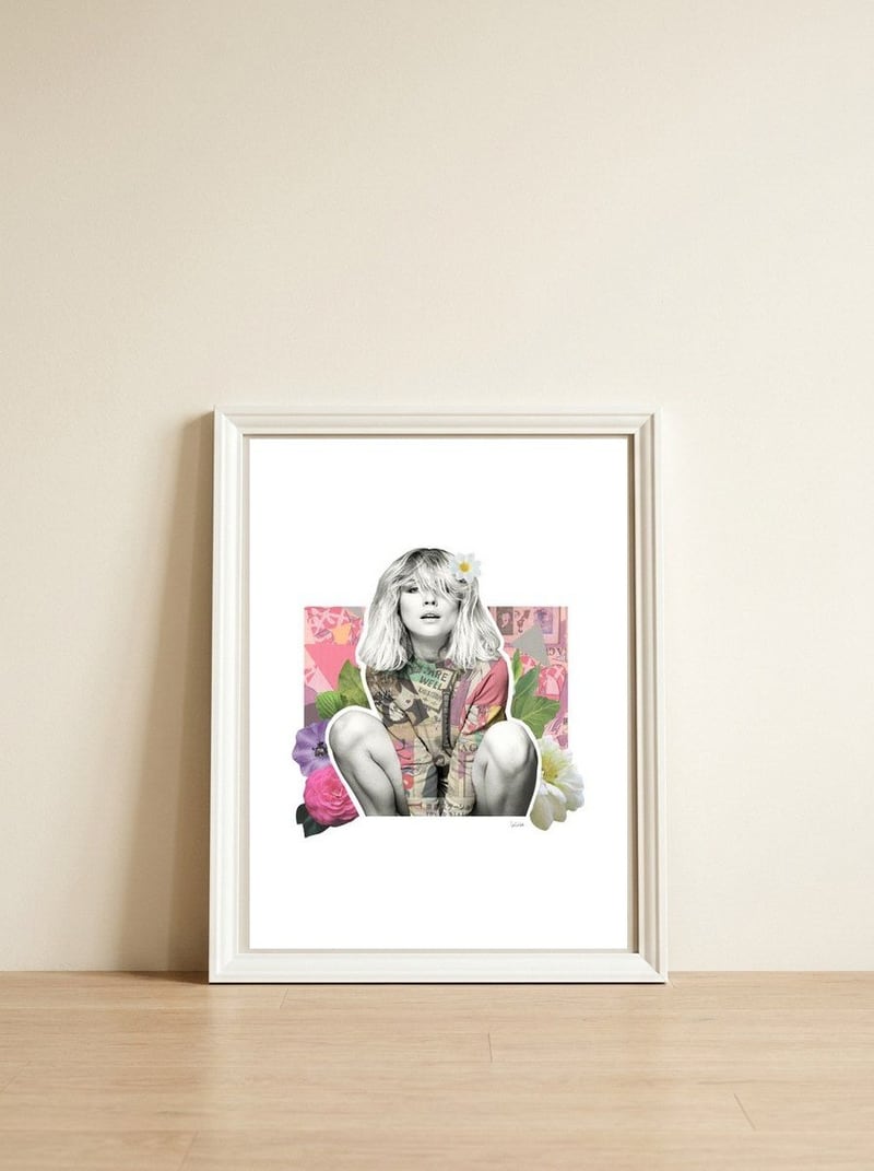 Blondie — framed, leaning against the wall
