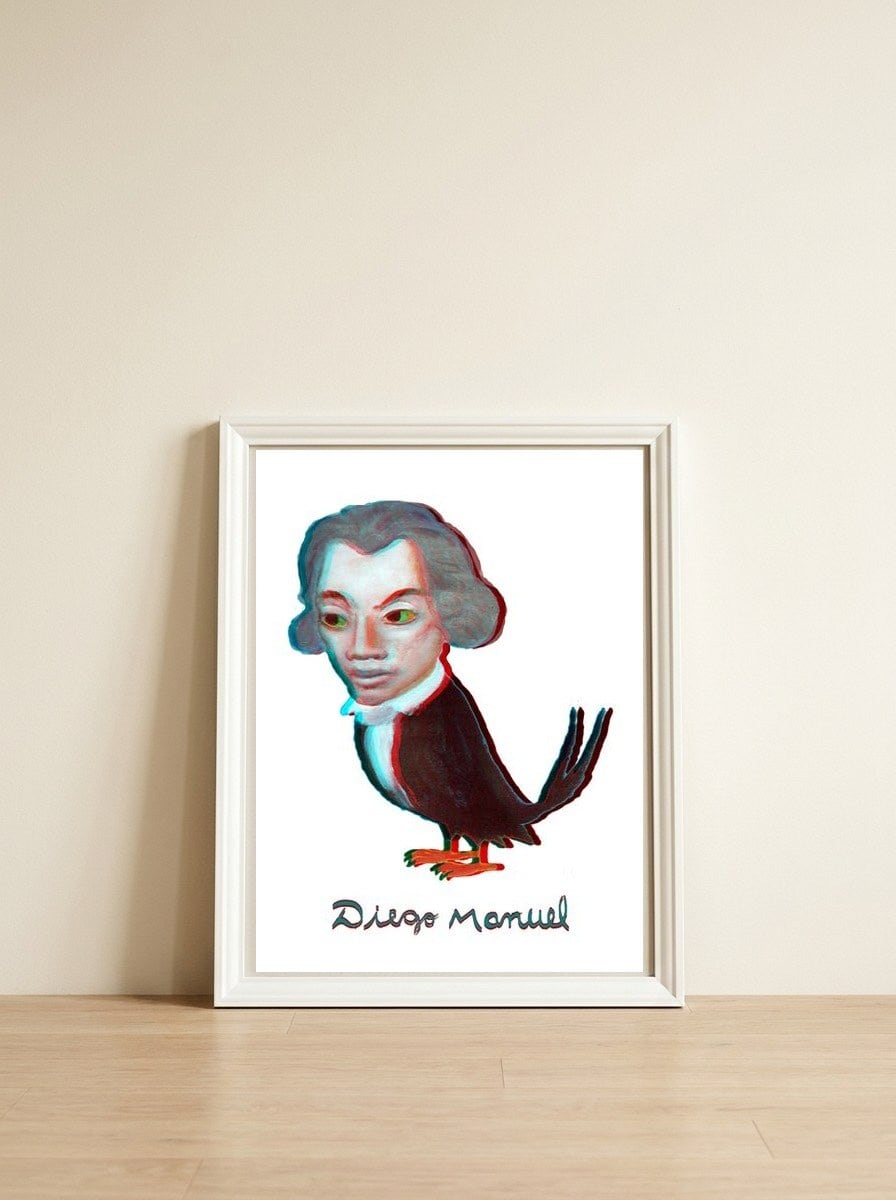 Beethoven Bird 4 — framed, leaning against the wall