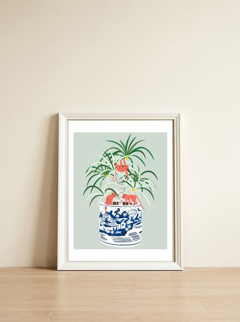 Tropical Bonsai — framed, leaning against the wall