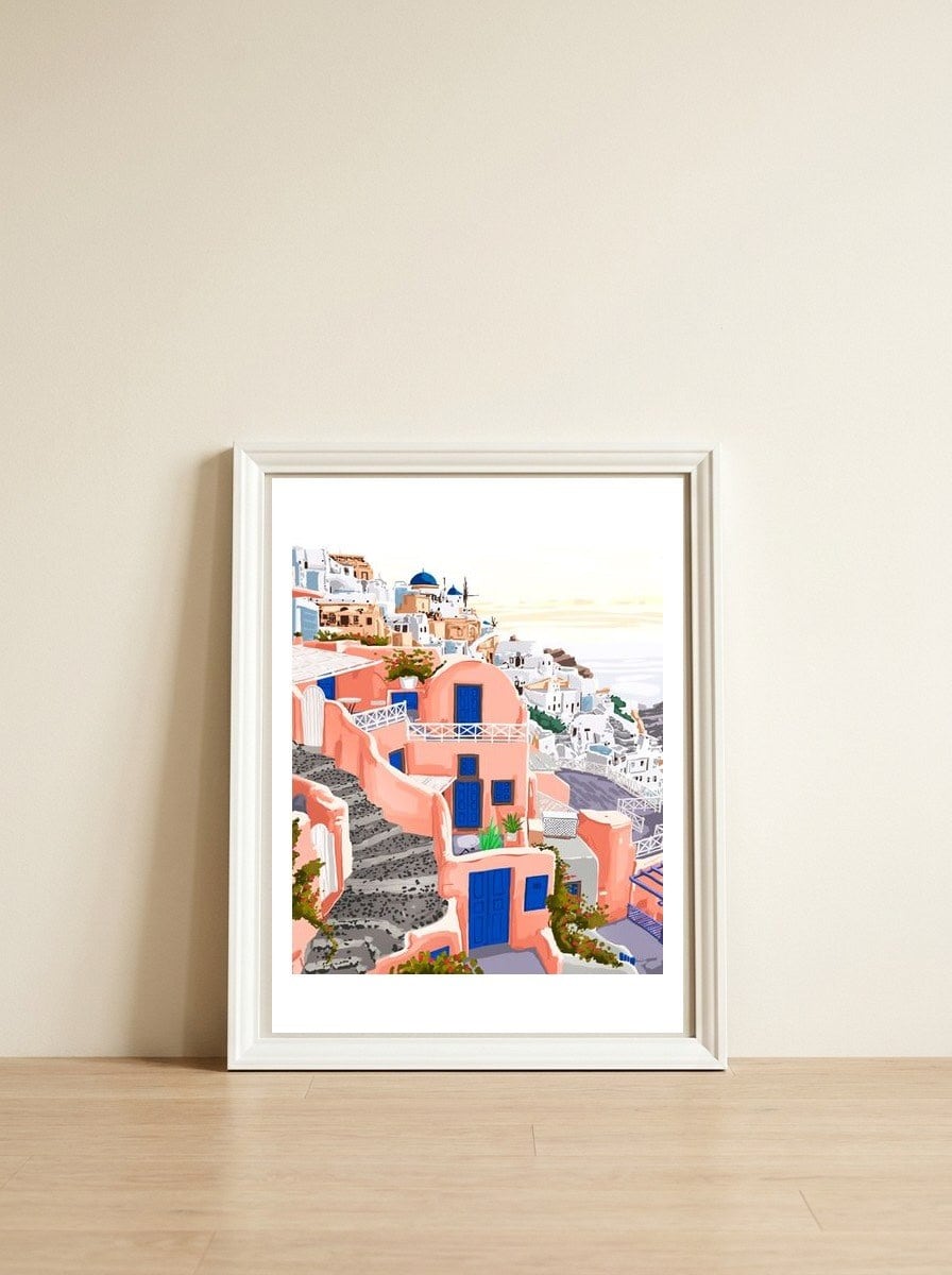 Santorini Greece Architecture — framed, leaning against the wall