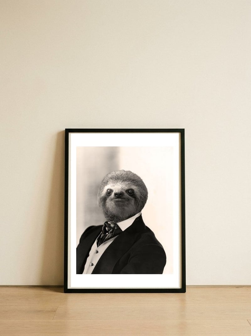Gentleman Slth 1 — framed, leaning against the wall