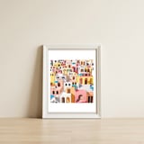 Pastel Cityscape — framed, leaning against the wall thumbnail