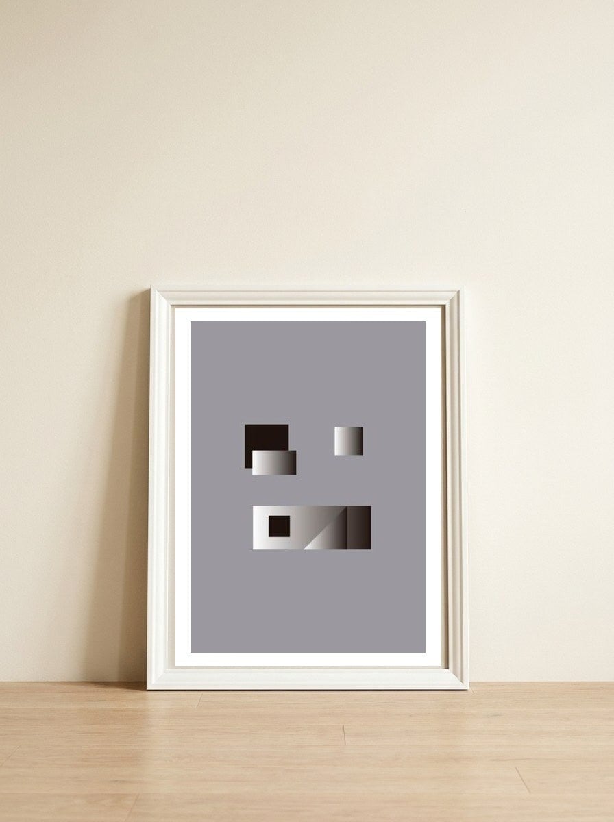 Abstract modern BW29 — framed, leaning against the wall