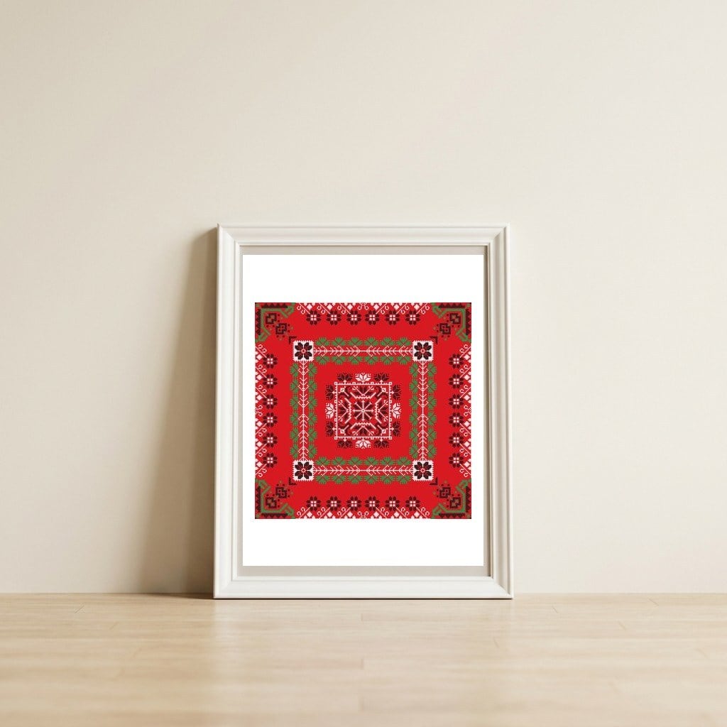 Romanian Traditional Pattern 2 — framed, leaning against the wall