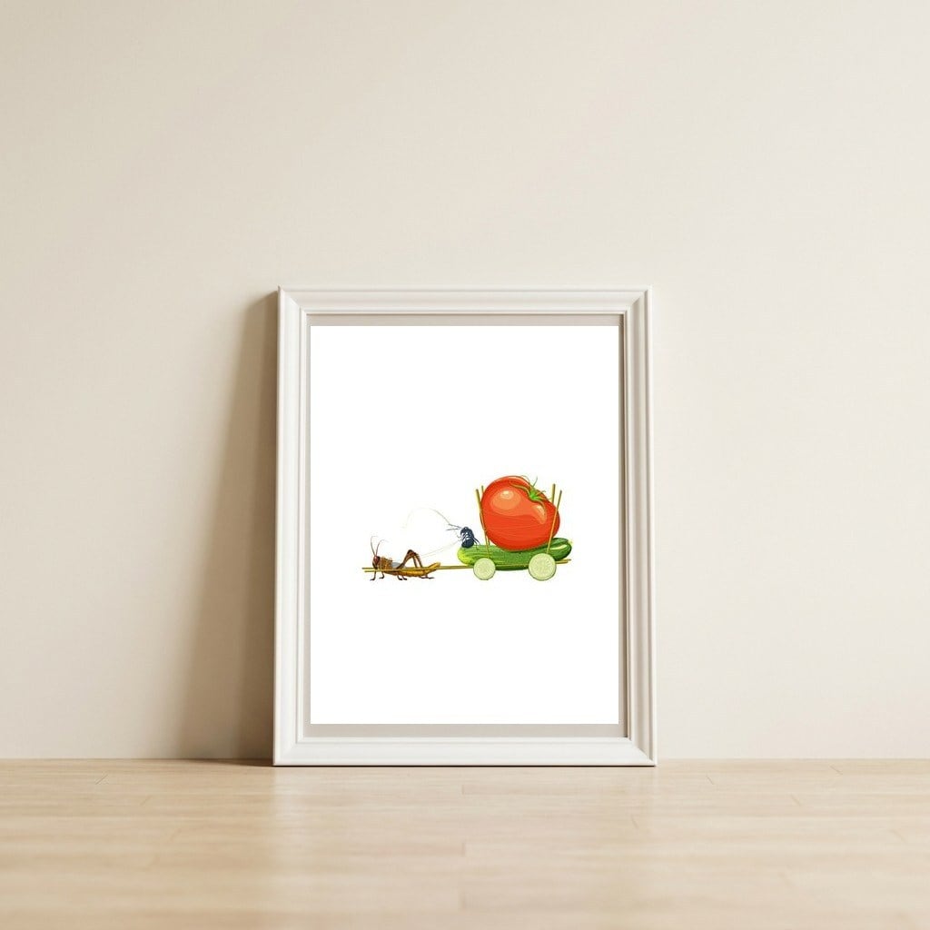 Cucumber Ride — framed, leaning against the wall