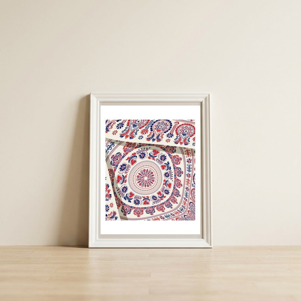 Romanian embroidery background 36 — framed, leaning against the wall