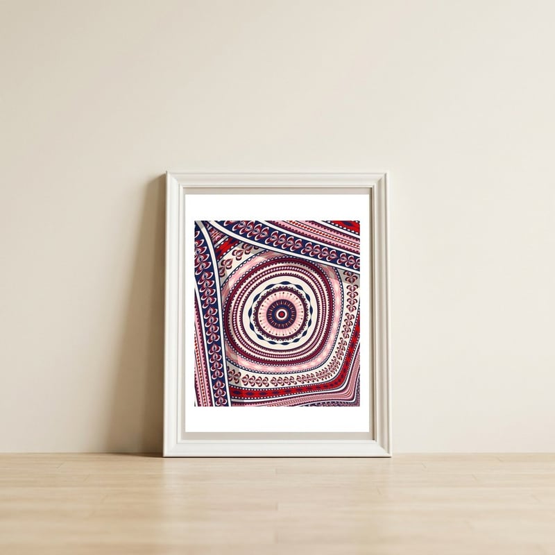 Romanian embroidery background 29 — framed, leaning against the wall