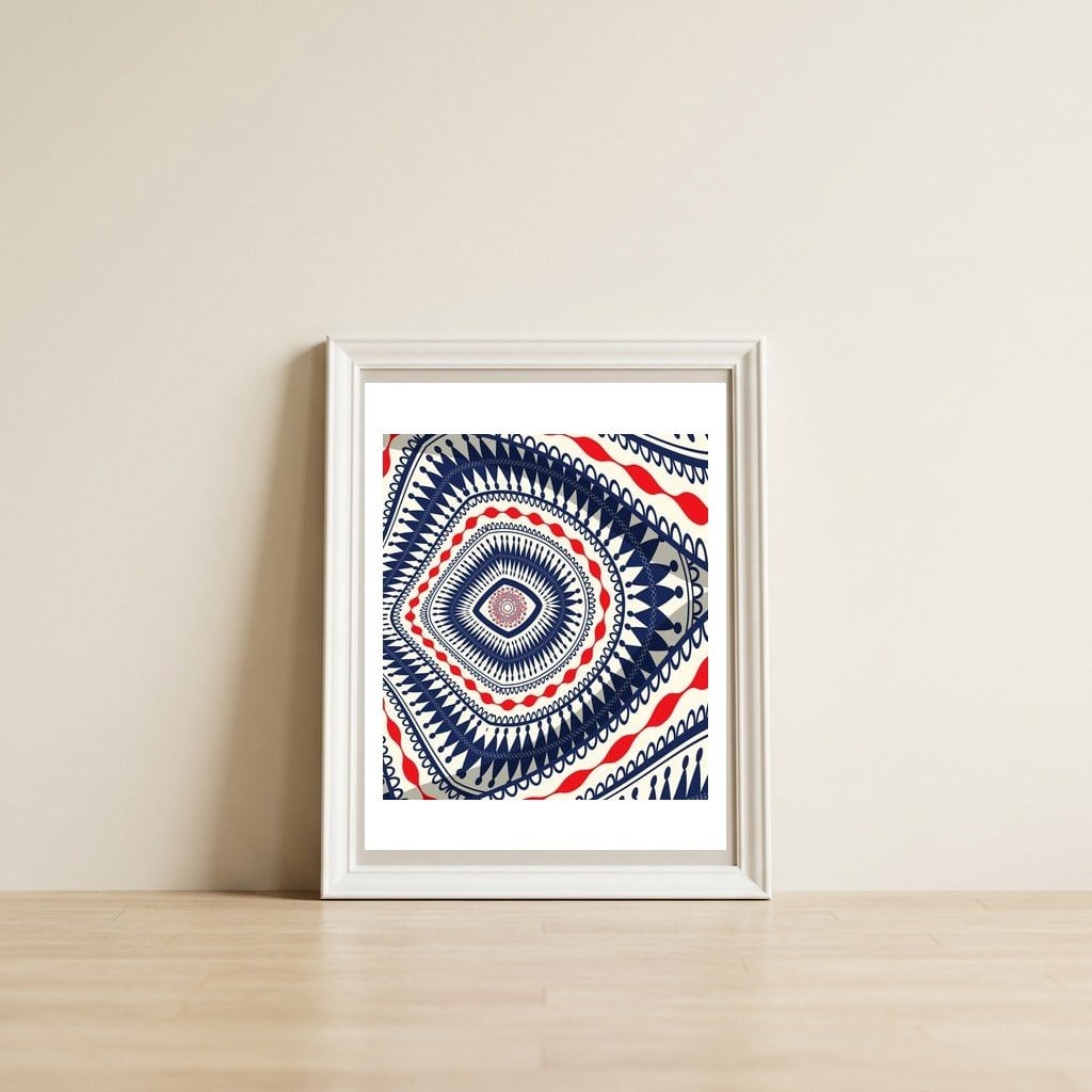 Romanian embroidery background 13 — framed, leaning against the wall
