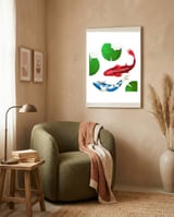 Watercolor Koi Fish And Lotus framed in a tender room thumbnail
