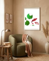 Watercolor Koi Fish Background framed in a tender room thumbnail