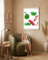 Watercolor Koi Fish framed in a tender room thumbnail