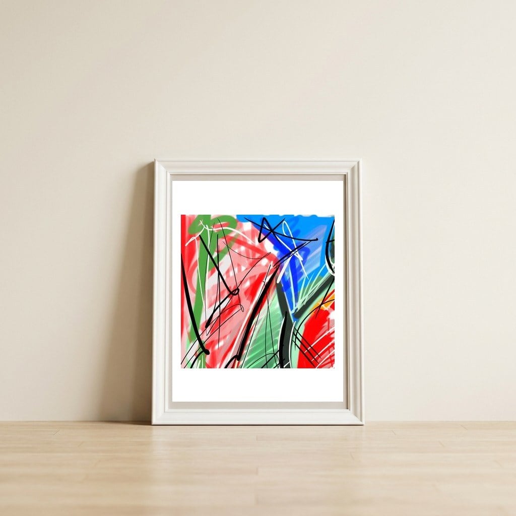 color subtleties in strokes 1 — framed, leaning against the wall