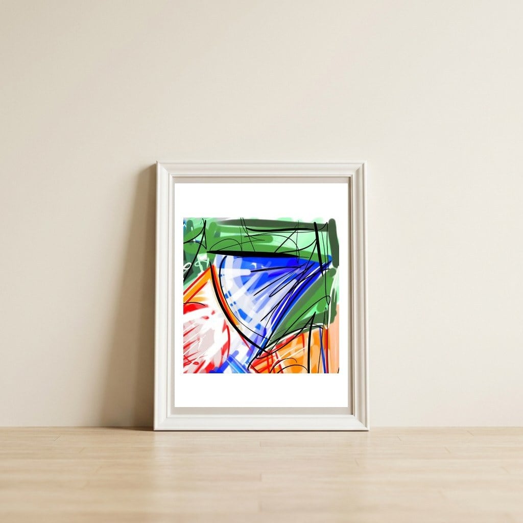 color subtleties in strokes 2 — framed, leaning against the wall