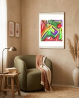 colored shapes in perspective framed in a tender room thumbnail