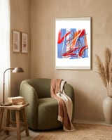 blue and red strokes framed in a tender room thumbnail