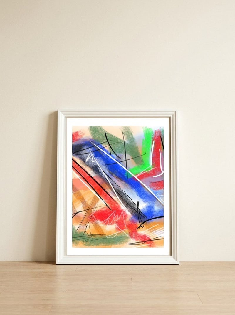 Paths in color 2 — framed, leaning against the wall