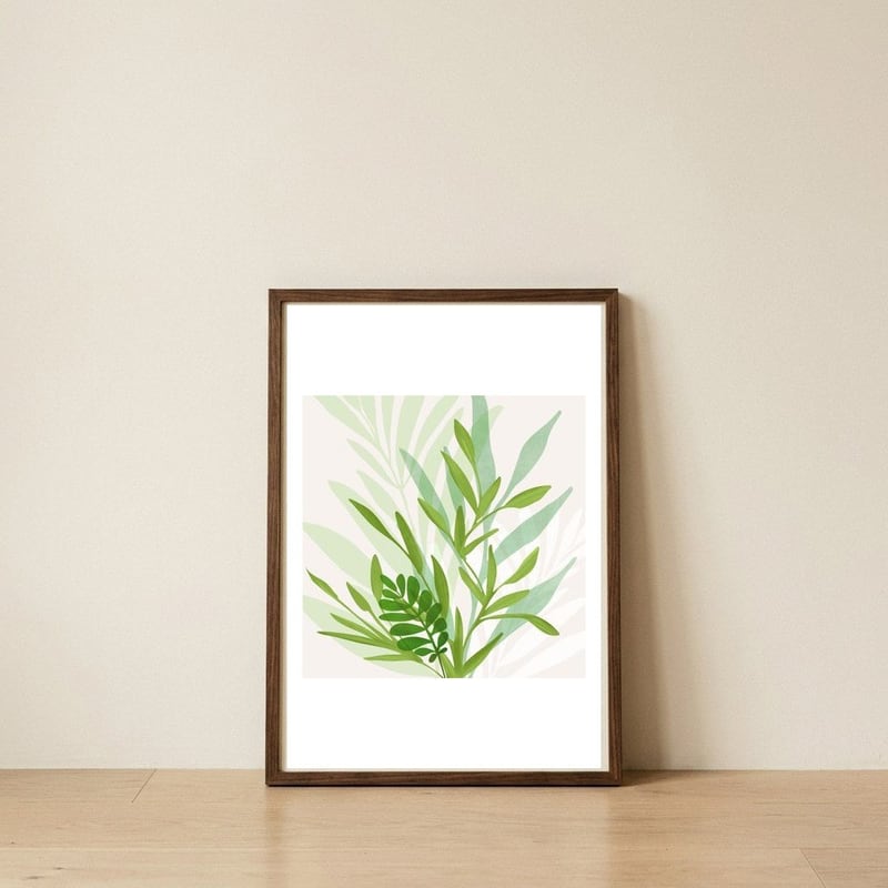 Wild Greenery Abstract Botanical — framed, leaning against the wall