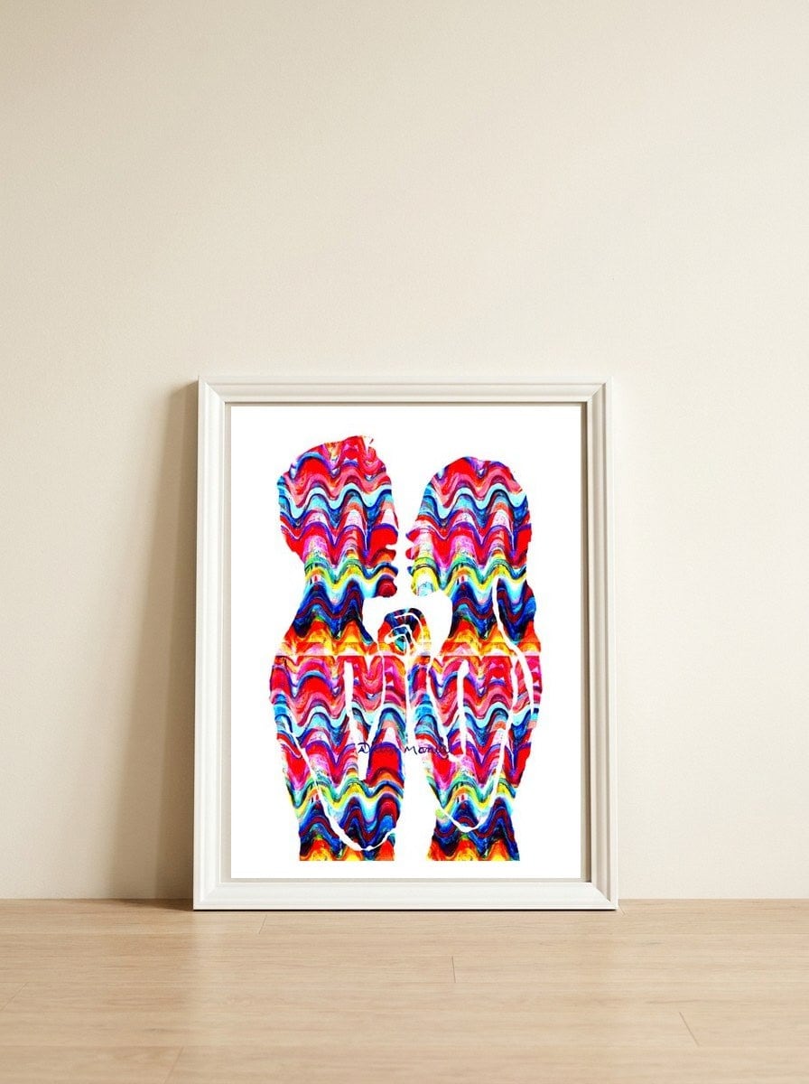 Love B — framed, leaning against the wall