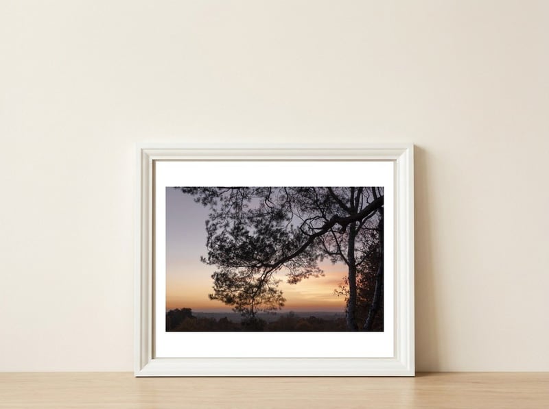 Sunset on Finchampstead Ridges - Berkshire — framed, leaning against the wall