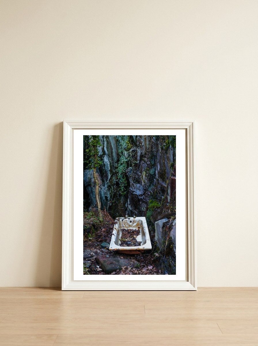Dinorwic slate quarries in Llanberis, Wales, 2 — framed, leaning against the wall