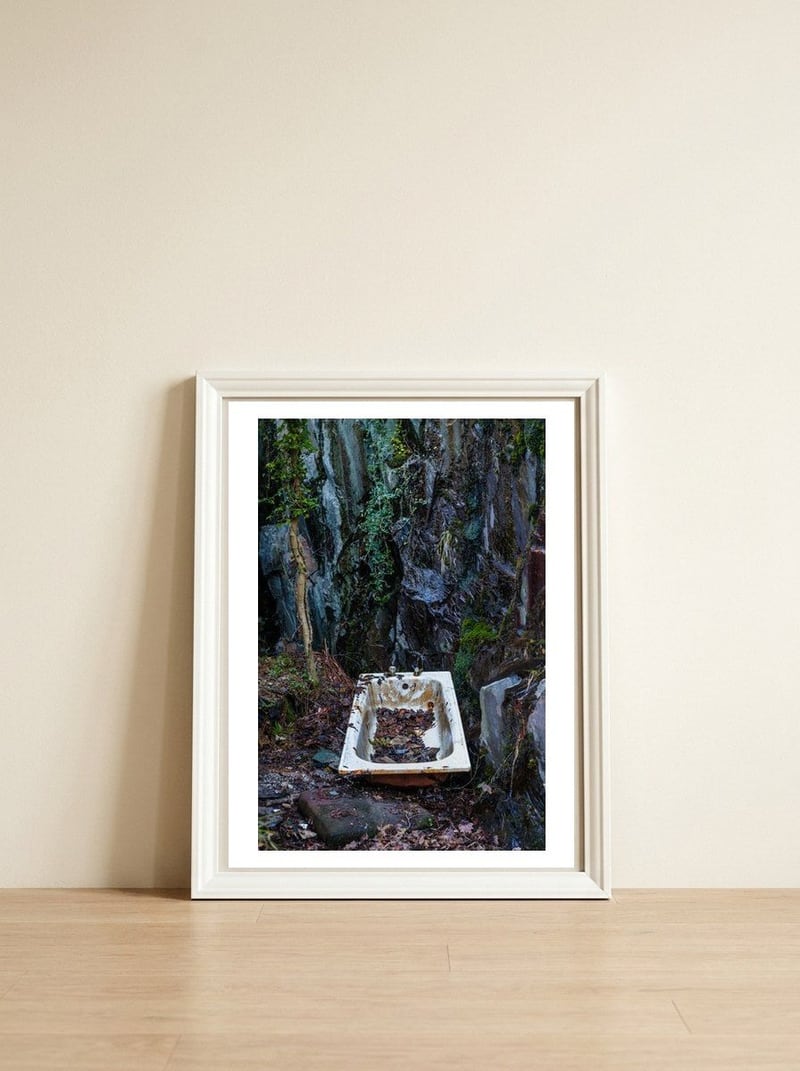 Dinorwic slate quarries in Llanberis, Wales, 2 — framed, leaning against the wall