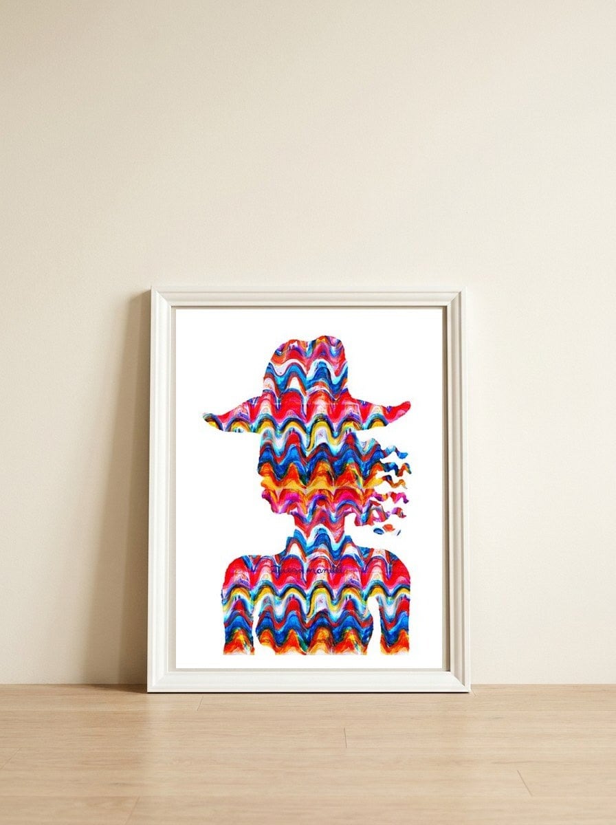 Cowgirl — framed, leaning against the wall