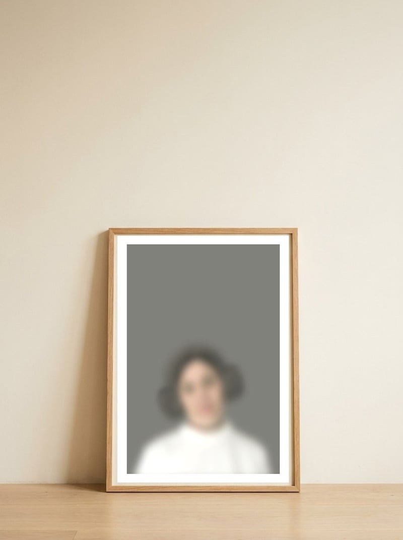 BLURRED PRINCESS II — framed, leaning against the wall