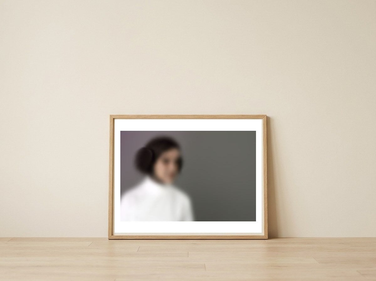 BLURRED PRINCESS I.II — framed, leaning against the wall