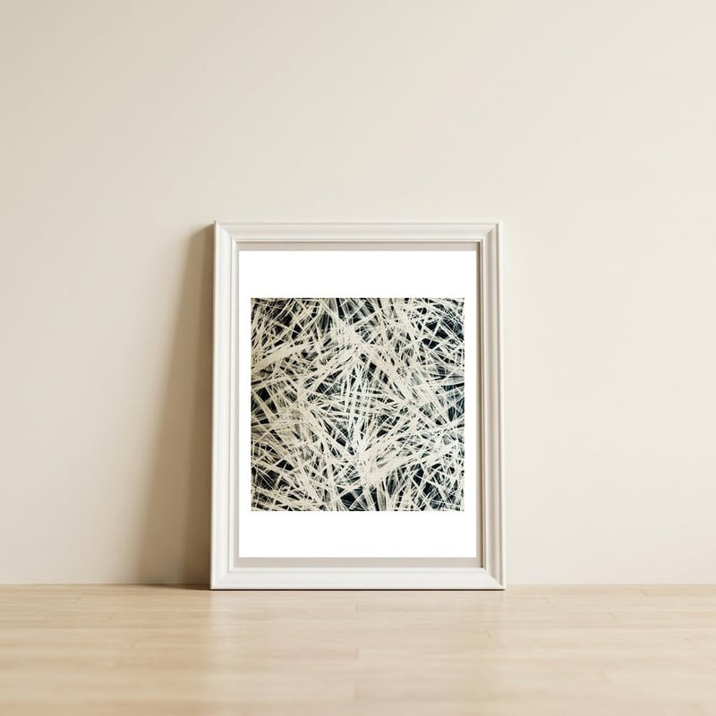 Symmetry In Chaos 3 — framed, leaning against the wall