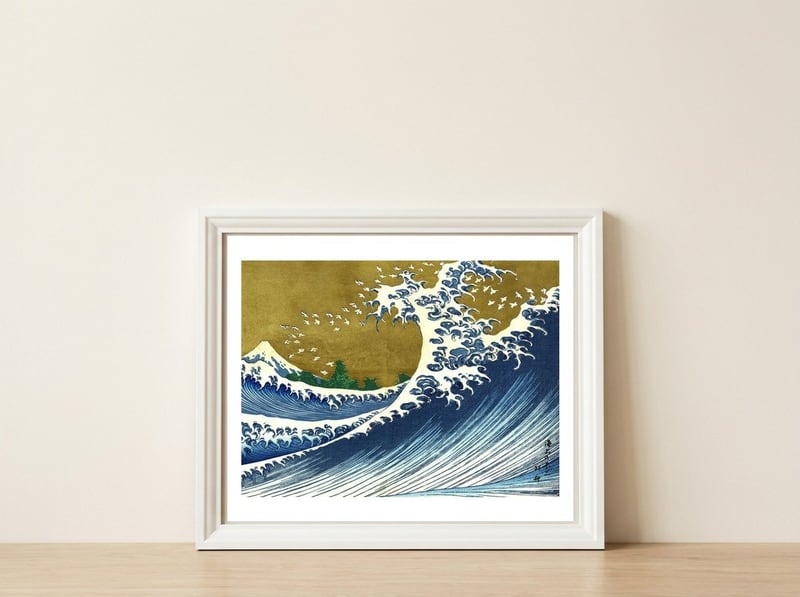japanese art — framed, leaning against the wall