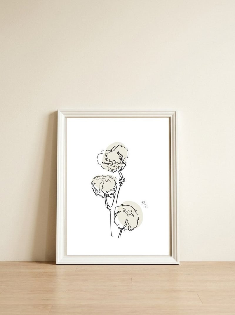 Cotton — framed, leaning against the wall