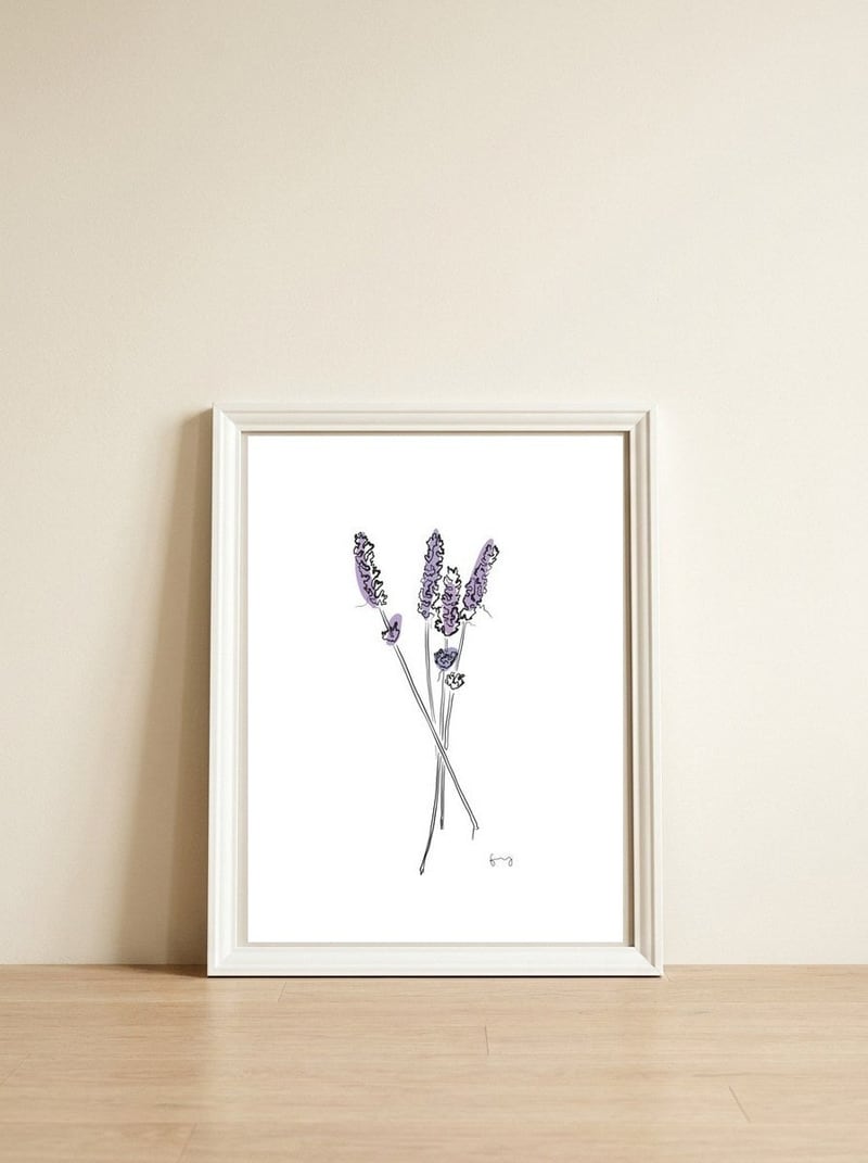 Lavender — framed, leaning against the wall