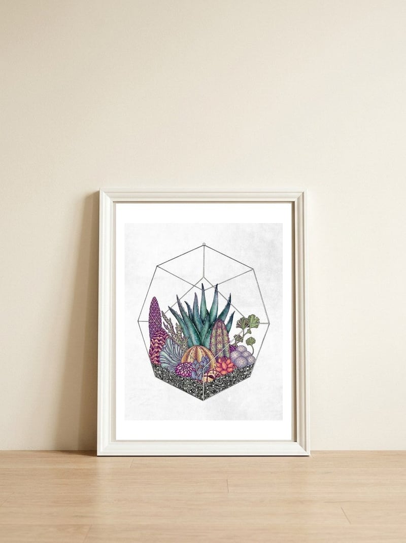 botanical geometria — framed, leaning against the wall