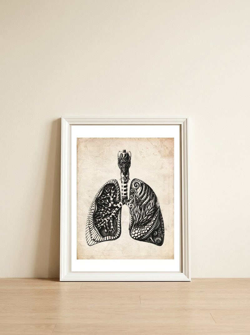 Lungs Anatomy — framed, leaning against the wall