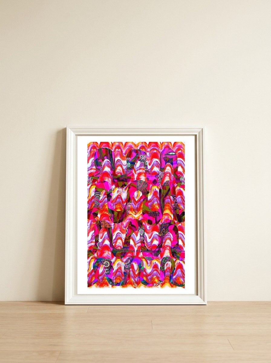 Pop Abstract 15 — framed, leaning against the wall