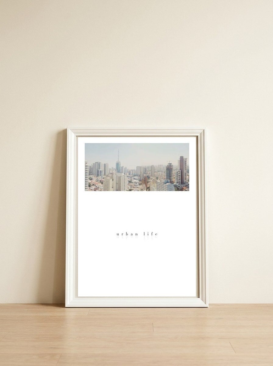 urban life — framed, leaning against the wall