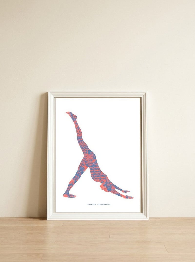 Three Legged Downward Dog — framed, leaning against the wall