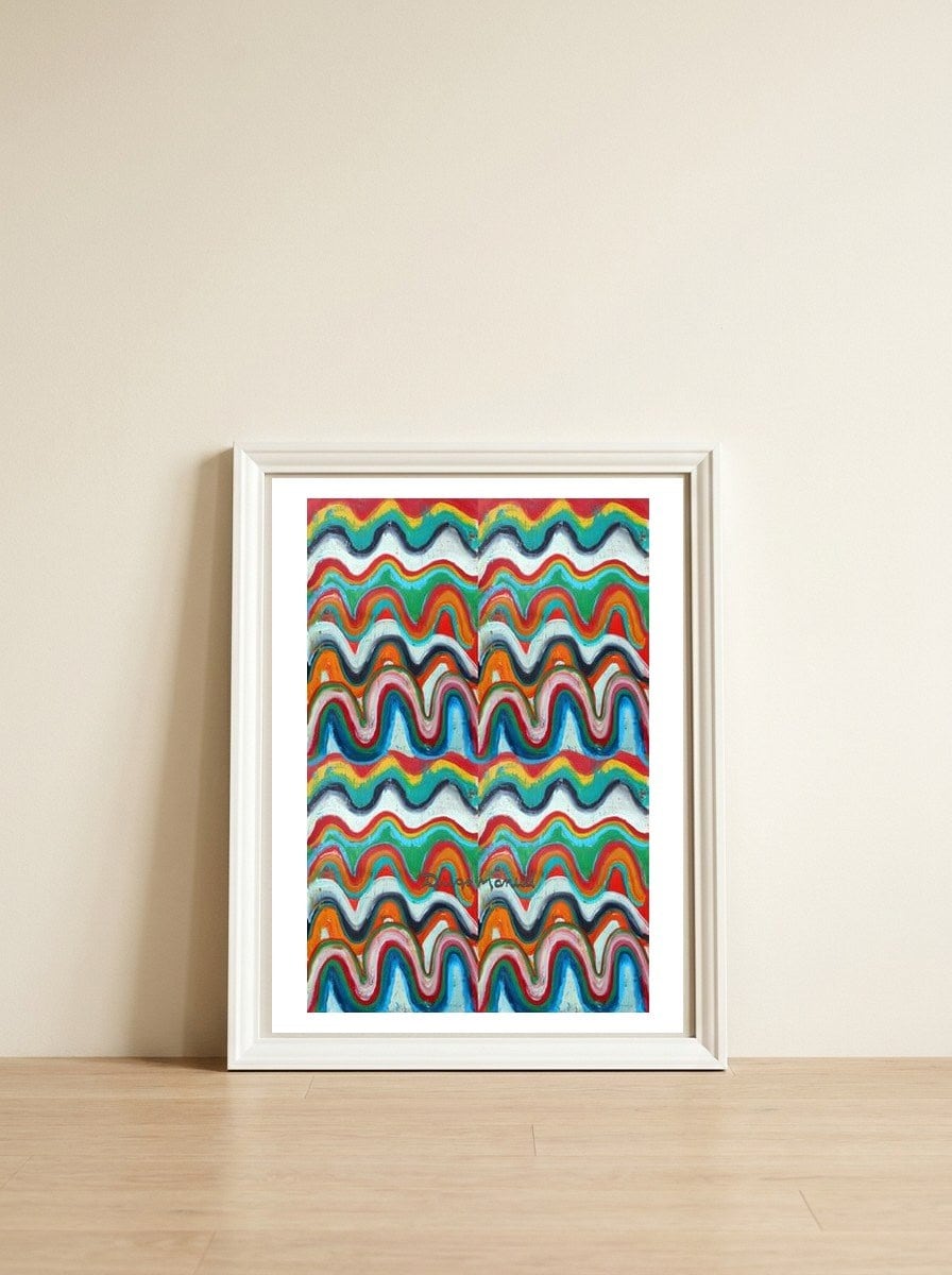 Pop Abstract A 11 — framed, leaning against the wall