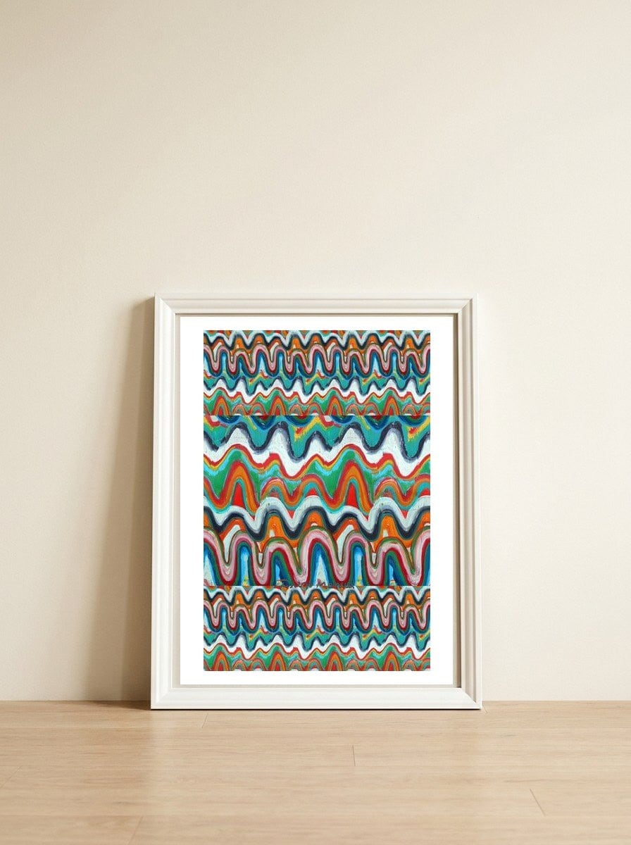 Pop Abstract A 15 — framed, leaning against the wall