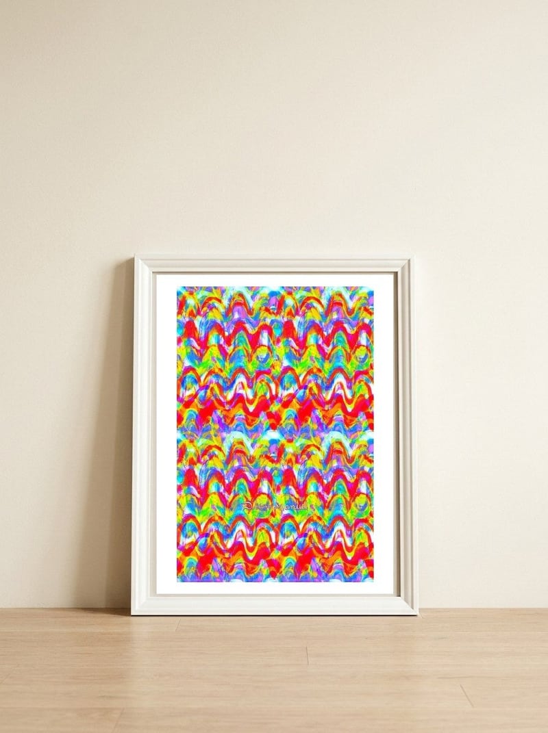 Pop Abstract A 66 — framed, leaning against the wall
