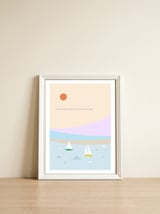 sailboat in the sunset ocean — framed, leaning against the wall thumbnail