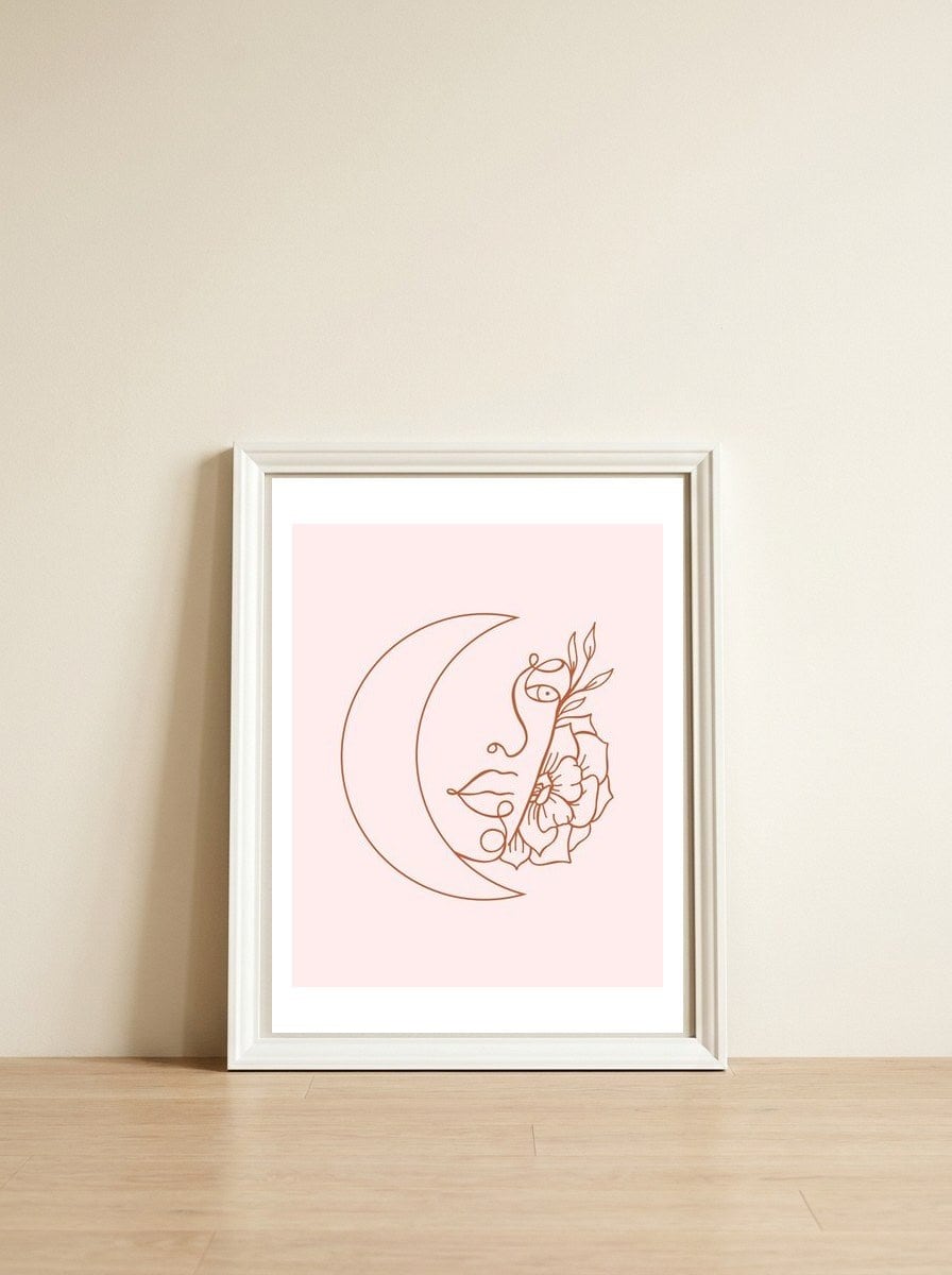 The Lonely Moon — framed, leaning against the wall