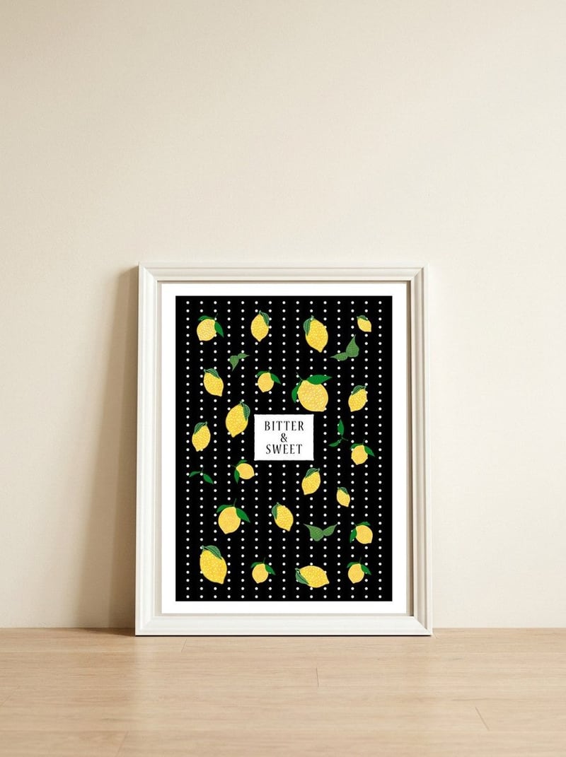 Bitter & Sweet — framed, leaning against the wall